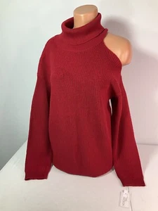 MORGAN TAYLOR Red Sweater w/One Cold Shoulder. Cowl Neck. Size Large. NEW. - Picture 1 of 6