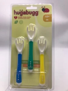 Hugabugg Toddler Fork Set Sporks Set 3 Feeding Utensil New Blue Green Yellow - Picture 1 of 5