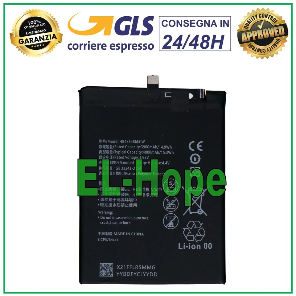 BATTERIA HB436486ECW PER HUAWEI P20 PRO CLT-L09 CLT-L29 4000 mAh PARI ORIGINALE