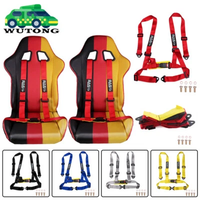 2 X UNIVERSAL 4 POINT BUCKLE RACING SEAT BELT HARNESS FOR Can-Am X3 ATV UTV Foto 1 de 4