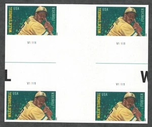 US. 4696. Willie Stargell, Baseball All Star. Imperf.. PB4 w/Cross Gutter. MNH - Picture 1 of 2