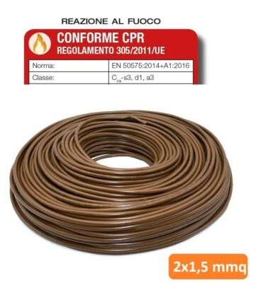 ICEL-LTC-BETA CAVI - BALDASSARRI CAVO ELETTRICO FS18OR18 2X1,5 mm EX FROR NUOVO TIPO CPR BIPOLARE € /MT
