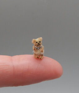 Vintage 1/2 Scale Teeny Tiny Stuffed Teddy Bear Artisan Dollhouse Miniature 1:24