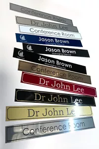 NAME ROOM DOOR SIGN PLAQUE ENGRAVED DOCTORS SURGERY OFFICE METAL ADD METAL SLOT - Picture 1 of 34