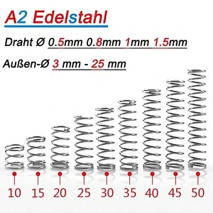 Druckfedern 0,5-1,5 mm Stahlfedern,Federn,Rückstellfedern,Edelstahl nach Auswahl - Bild 1 von 5