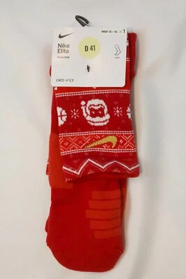 NUEVO CON ETIQUETAS Nike Elite Baloncesto Crew Calcetines Hombres Talla 12-15 Navidad Vacaciones Rojo y Dorado Foto 1 de 2