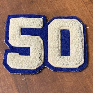 Vtg Letterman Jacket Felt Number 50 Patch 3.5" x 2.5" College High School Sports - Picture 1 of 2