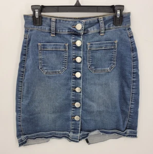 Guess Jeans Denim Skirt Womens XS Dark Wash Button Front Y2K Grunge 90s Vintage - Picture 1 of 11