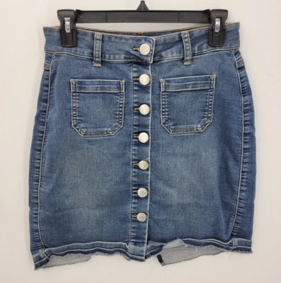 Guess Jeans Denim Skirt Womens XS Dark Wash Button Front Y2K Grunge 90s Vintage - Image 1 of 4