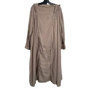 Magnolia Pearl Polka Dot Long Duster Dress Lagenlook Oversize Beige Brown OS - Picture 1 of 6