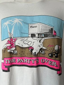 Vintage Coors Single Stitch EE. UU. Grande The Party's Over Bud Spuds Mackenzie - Imagen 1 de 10