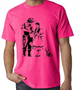 BANKSY STOP & SEARCH NEON T-SHIRT - Wizard Of Oz Dorothy - Choice of Colours - Picture 1 of 3