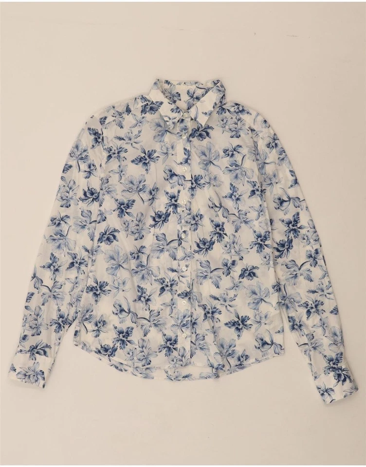 Camisa para mujer GANT UK 12 mediana blanca floral algodón AB04 Foto 1 de 4