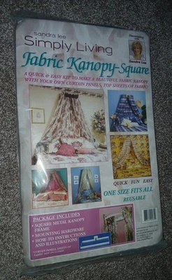 Vtg Sandra Lee Simply Living Fabric Bed Canopy Square! New! No Sewing!  - Image 1 of 2