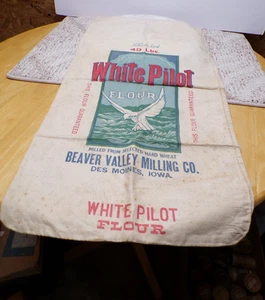 RARO Saco de Harina Piloto Blanco con Muñeca Recortada Beaver Valley Milling Des Moines Iowa - Imagen 1 de 14