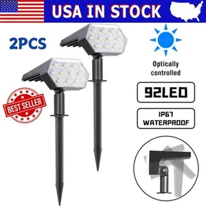 2 Pack x 92-LED Solar Spotlights Landscape Lights Outdoor Garden Pathway Lamps - Picture 1 of 13
