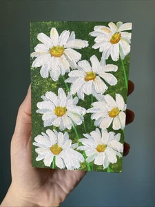 Gänseblümchen, Blumen, Strauß, Blumen Original Acryl Gemälde auf Holzklotz, - Bild 1 von 7