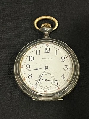 Antique Waltham Pocket Watch – Monogram on Back Sterling Marked 235102 - Image 1 of 4