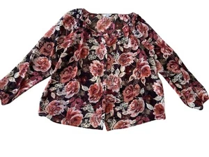 Blusa Croft & Barrow para mujer 3X Top floral transparente manga larga nueva sin etiquetas - Imagen 1 de 8