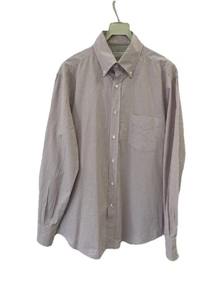 Camisa para hombre AS# Brunello Cucinelli con botones mediana púrpura a cuadros 100 % algodón Foto 1 de 4