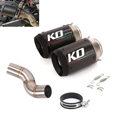 Slip For Kawasaki Z900 2020-2025 Exhaust Mid Link Pipe Short Muffler Carbon Tips - Image 1 of 4