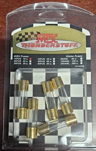 MTX AUDIO THUNDERSTUFF AGU GLASS FUSE 5 PER PACK FULL SIZE CAR AUDIO GOLD PLATED - Picture 1 of 12
