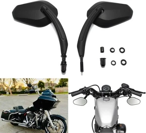 Black Motorcycle Rearview Mirrors For Harley Wide Glide Street Glide FXDB Dyna - Foto 1 di 7