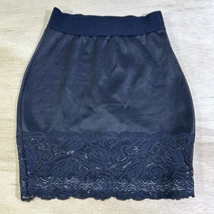 Vintage Vanity Fair 2nd Skin Satin schwarz Spitze halber Slip Rock Shaper Höschen LG 40 - Bild 1 von 10