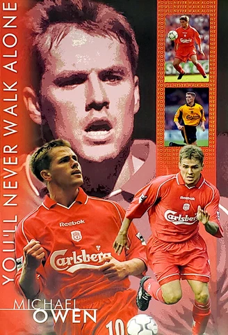 Michael Owen NEVER WALK ALONE 2000 Liverpool United FC Vintage Original POSTER Cover