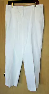 NUOVO pantalone donna Talbots 100% lino taglia 12 cintura bianca 100€ gamba larga - Foto 1 di 4
