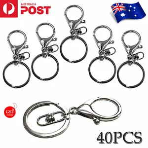 40x Swivel Keyring Lobster Clasps Keychain Key Ring Clasp Lanyard Trigger Silver - Picture 1 of 9