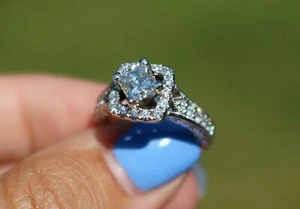 Laborgefertigter Damen-Verlobungsring 1,55 kt Princess-Schliff Diamant 14 kt Weißgold - Bild 1 von 11