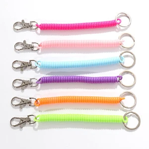 1PC Retractable Spiral Keychain Spring Keyring Phone Anti-lost Lanyard Straps - Photo 1 sur 19