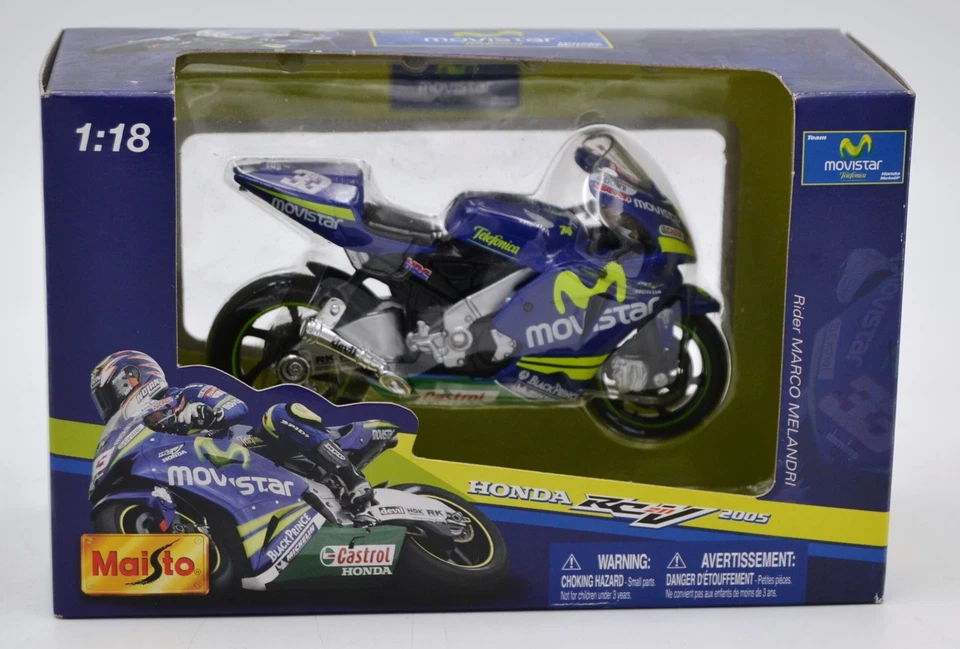 DIE CAST " HONDA RCV 211 - MARCO MELANDRI 2005 " MAISTO 1/18 " MAISTO SCALA 1/18 - Immagine 1 di 1