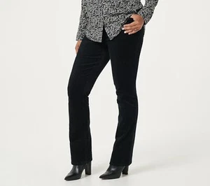 Denim & Co. Regular Baby Boot Corduroy Pants-Black-4X-NEW-A383236 - Picture 1 of 1