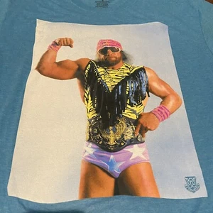 Macho Man Randy Savage Bright Blue T-Shirt Size XL - EPIC print! - Picture 1 of 12