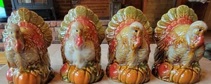 2 Pair - Turkey Salt&Pepper Shakers Ceramic Holiday/Fall/Kitchen/Tableware 41A - Picture 1 of 8