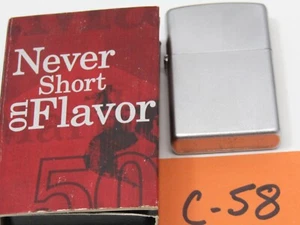 C-58 OLD UNSTRUCK OLD ZIPPO LIGHTER NEVER SHORT ON FLAVOR COLLECTABLE - Picture 1 of 2