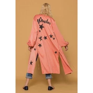 J.ING Orange Pink Wonder Star Print Robe NWT Women SIZE L - Picture 1 of 8