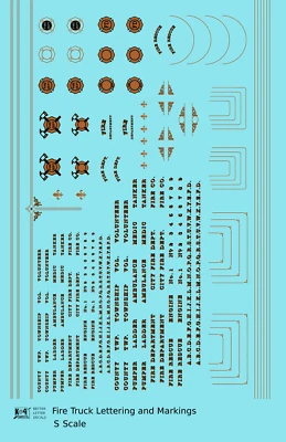 K4 S 1:64 Scale Decals Fire Engine Truck Markings Bronze, Silver and Black - Image 1 of 3