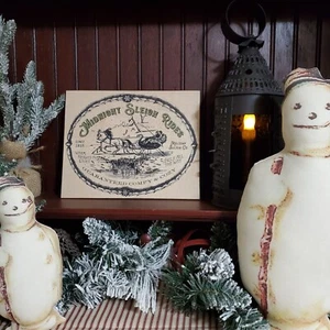 COLONIAL VINTAGE PRIMITIVE STYLE CHRISTMAS MIDNIGHT HORSE SLEIGH RIDE 1805 SIGN - Picture 1 of 12