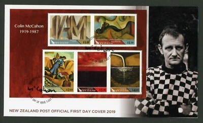 NEW ZEALAND FDC 2019 Artist Colin McCahon 5v + S/S (Set of 2 FDCs) Art Paintings - Image 1 of 2