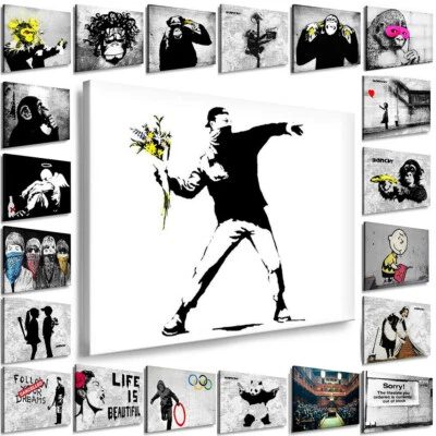 BILDER XXL BANKSY STREET ART Wandbilder OHNE Rahmen auf Leinwand - Bild 1 von 2