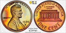 PR67RB 1974-S 1C Lincoln Memorial Proof Cent PCGS Trueview- Pretty Rainbow Toned