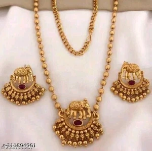 Indian Ethnic Bollywood Gold Plated Pearl Fashion Bridal Jewelry Necklace Set - Picture 1 of 6