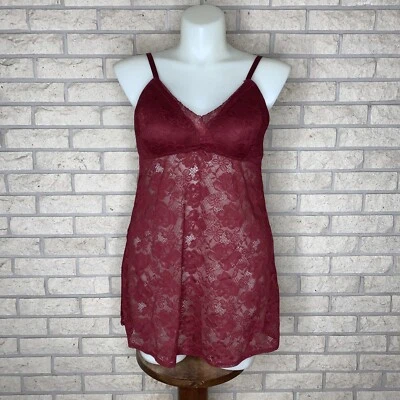 复古 Auden Merlot 弹力花卉扇贝花边婴儿娃娃懒人连衣裙 XL 40 胸围 — 第 1/4 张图片