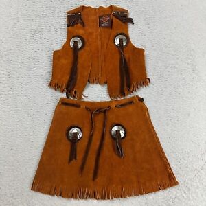 JOHN CRAIGHEAD SZ GIRLS Small LEATHER Children's COWGIRL OUTFIT FRINGE QUALITY!
