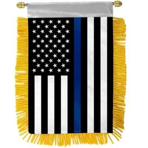 1 Dutzend USA dünne blaue Linie Gold Fransen Mini Banner für Back the Blue Law Polizei - Bild 1 von 3