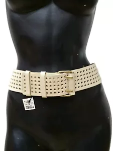 YSL Off-White Ivory Cream Leather Wide Belt 80 32 -NWT fits waist sizes 28"-34" - Picture 1 of 11