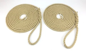 2 x 12 Metres Of 14mm Synthetic Polyhemp Mooring Ropes, Boat Lines Yacht Sailing - Imagen 1 de 5